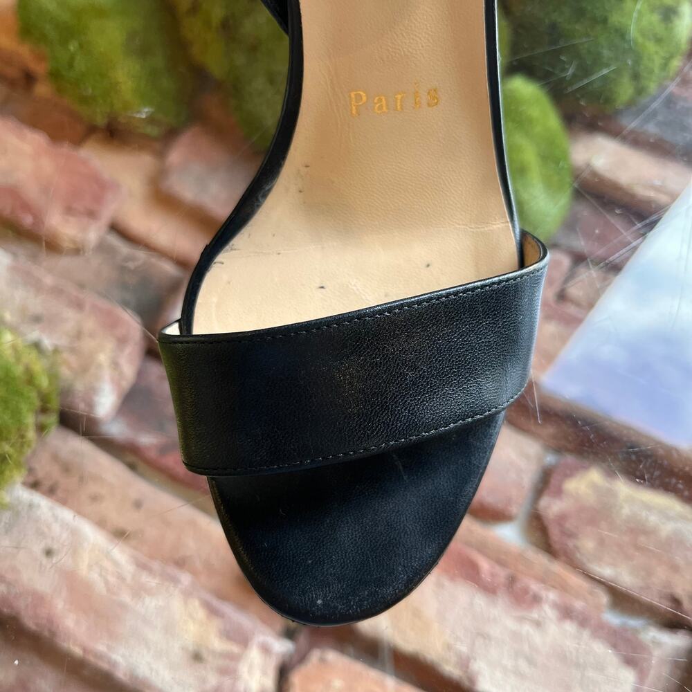 LOUBOUTIN Kid Multipoint 100 Black Leather Sandals SZ 36 (US 6) - Picture 8 of 13